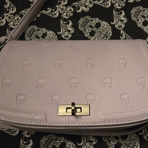 Betsey Johnson Lavender Skull Embossed Shoulder Bag